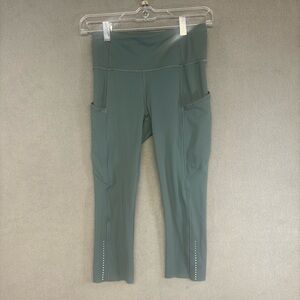 Lululemon Capris Fast Free Crop HR 19" Sz. S Nulux Sage Green Running Pants